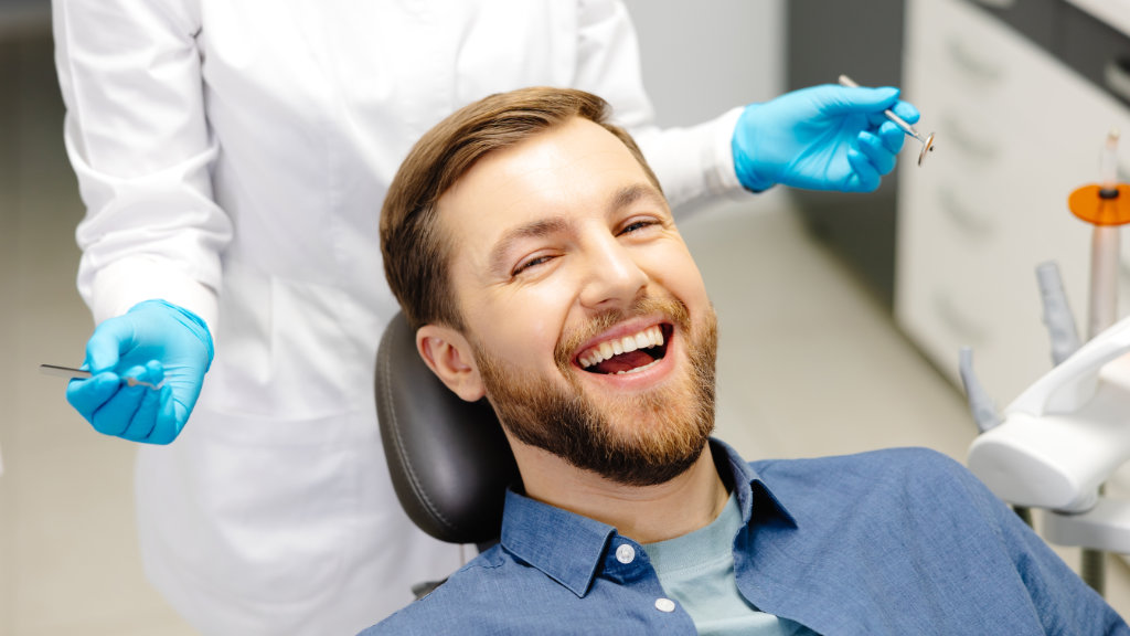 Male patient at general dental visit